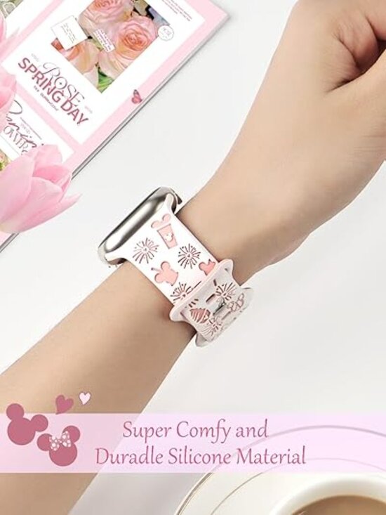 NEW 2 Cartoon Engraved Bands for Apple Watch Luxury Style Bands